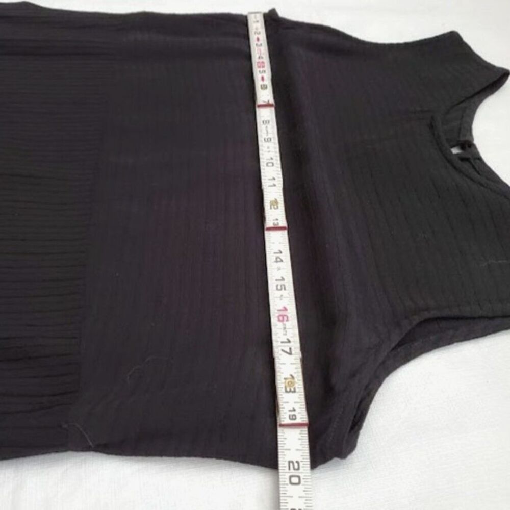 VTG Eileen Fisher Black Rayon Ribbed Maxi Dress Sleeveless Made in USA Sz L - Picture 7 of 9